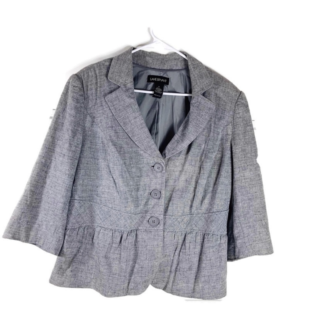 Lane Bryant Silver Gray 1/2 Sleeve Blazer Jacket